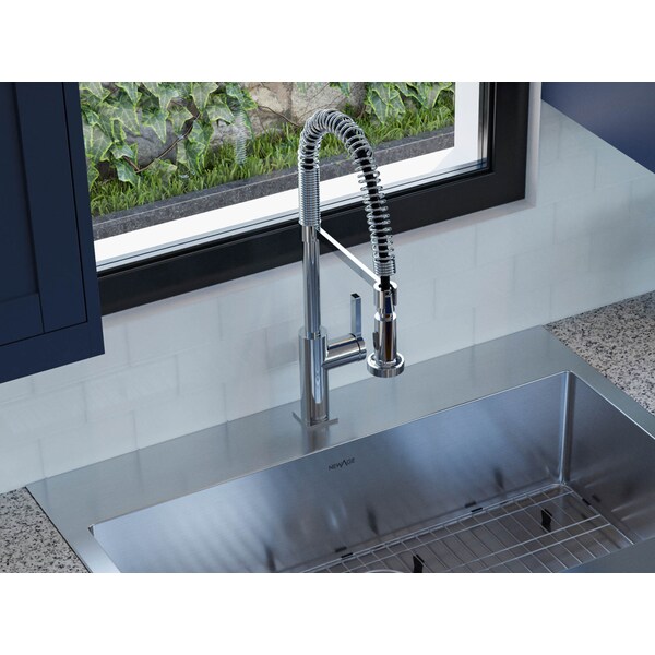 Commercial Pull Down Double Action Spray Faucet, Chrome